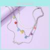Stylish Multi Layer Butterfly Pendant Necklace With Geometric Design For Women