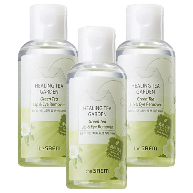 The Saem Healing Tea Garden Green Tea Lip & Eye Remover, 150ml, 3 pcs