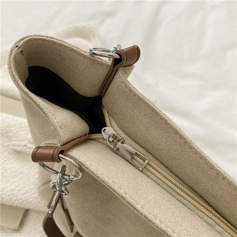 Vintage Nákupní taška Trendová Móda Dámská Jednoruční Kabelka Taška přes Rameno Velkokapacitní Nubuková Nákupní taška Ideální pro Každodenní Použití