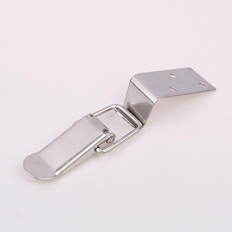 90 Degrees Duck-Mouth Buckle Hook Lock Stainless Steel Spring Loaded Draw Toggle Latch Clamp Clip Silver Hasp Latch Catch Clasp