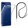 Coque et tour de cou pour Huawei Y6 2018 - TPU Souple Transparent Cordon Noir réglable Phonillico®