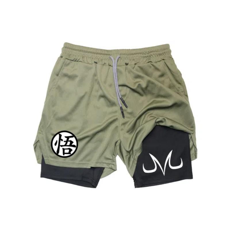 Anime Gym Shorts Men Women Fitness Manga Print 2 In 1 Sports Performance Shorts Workout Quick Dry Mesh Short Pants