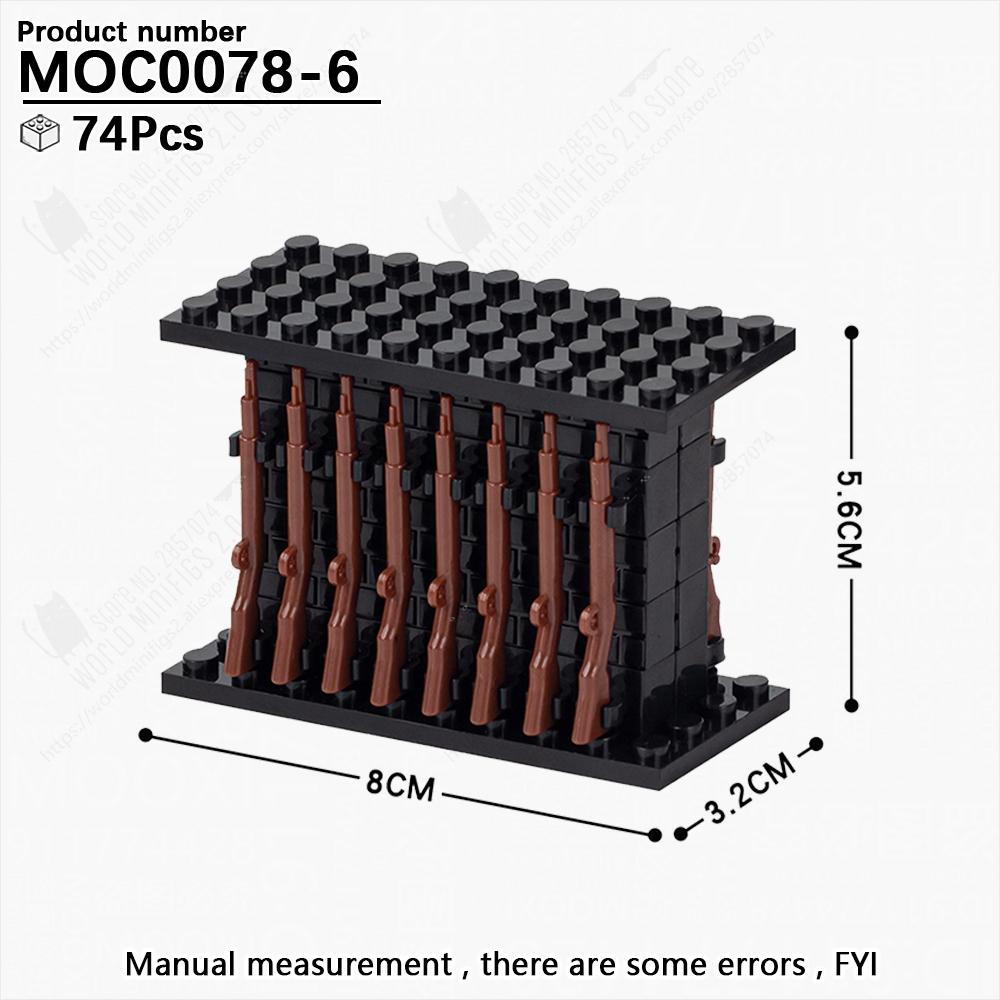 MOOXI WW2 Military Series Weapon Rack Guns Collection Model MOC Bricks DIY Assembled Building Blocks Toys For Boy Birthday Gifts