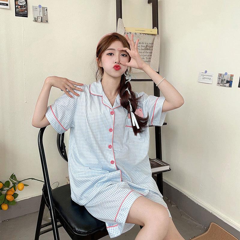 Jiikawa Wusachi Pajamas Women's Spring Summer Cotton Short Sleeve Student Loose Large Size Summer Small Hachi Loungewear