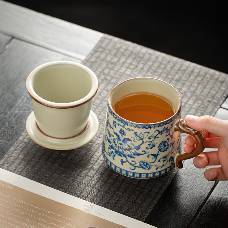Elegant Ru Kiln Ceramic Filter Teacup