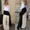 Black Wrap Skirt Overlay Asymmetrical Draped Waist Skirt New Tassel Scarf  Jeans Decoration