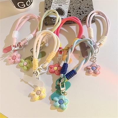 Süße Blume Telefon Lanyard Hängende Dekoration Kann Getragen Werden Verdrehte Schnur Stilvoller Anti-Verlust Anhänger Starkes Handgelenk Kurze Riemen Band