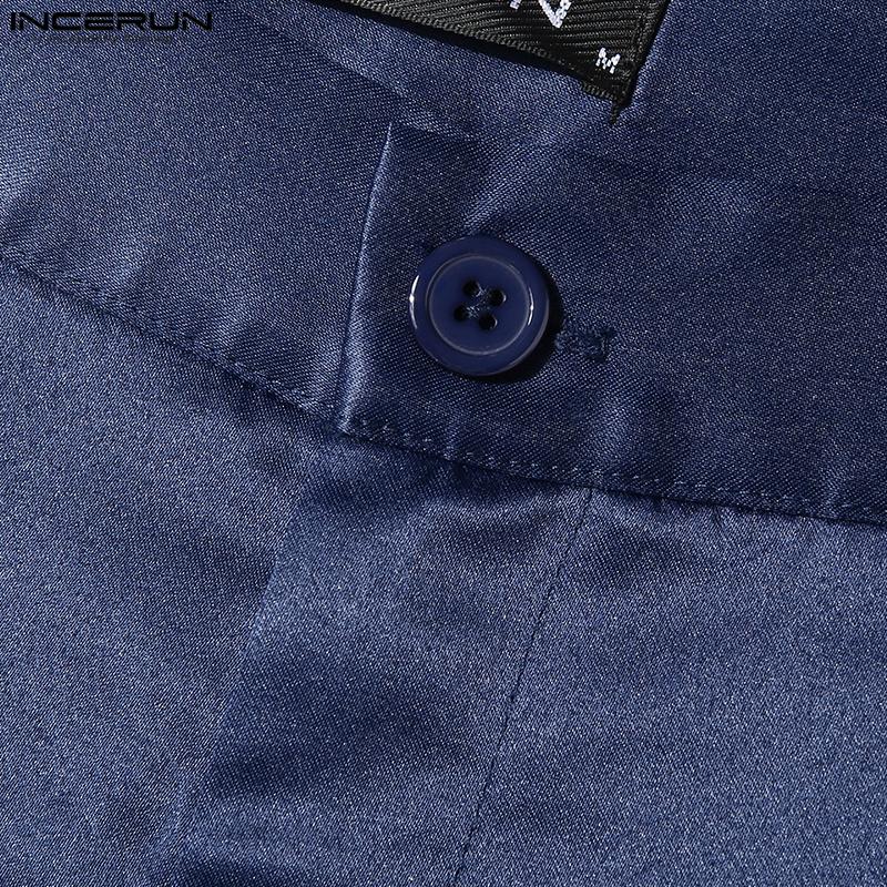 INCERUN Costum Două Piese Bărbați Dantela Broderie Cusături Cămăși de petrecere Pantaloni lungi