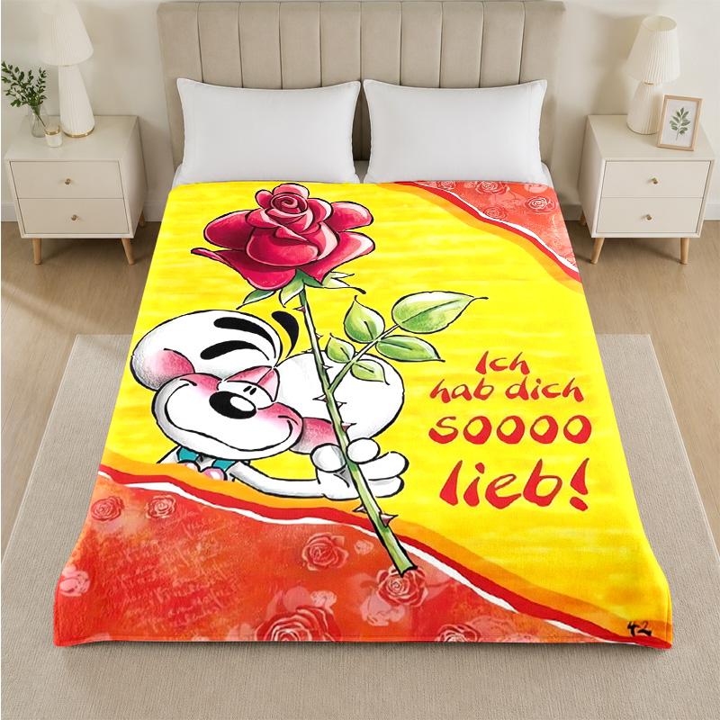 Coperta in Flanella con Stampa Diddl Calda e Accogliente Coperta Morbida in Peluche per Letto Divano Divano Uso Domestico Interno