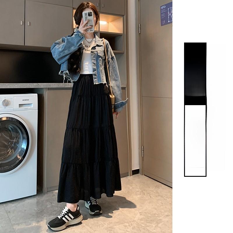 Womens Highwaist Flared Skirt With Pleated Design For Spring Casual Wear