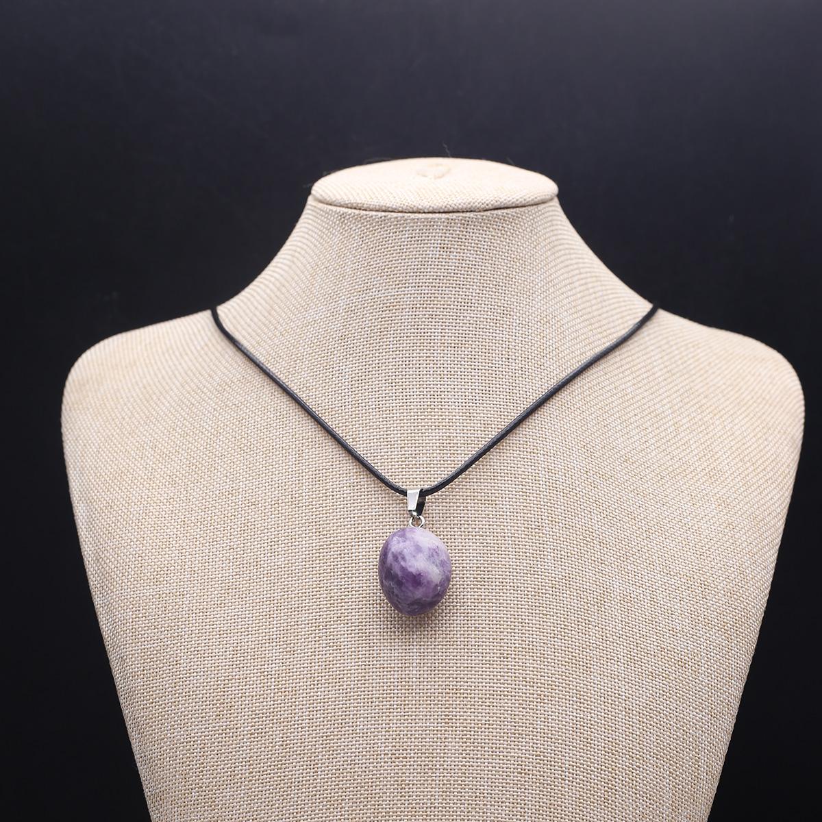 

1 шт. в партии ожерелье из натурального камня, кулон, нерегулярный кристалл, кварц, агат, лазурит, веревочная цепочка, ожерелья для женщин и мужчин, ювелирные изделия, подарки 15 × 25-20 × 30 мм 1Pcs/Amethyst