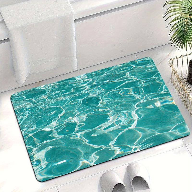 Blue Ocean Wave Pattern Bath Mat Soft Absorbent Doormat for Bathroom Entrance Waterproof Floor Mat Home Comfort Decor Rug