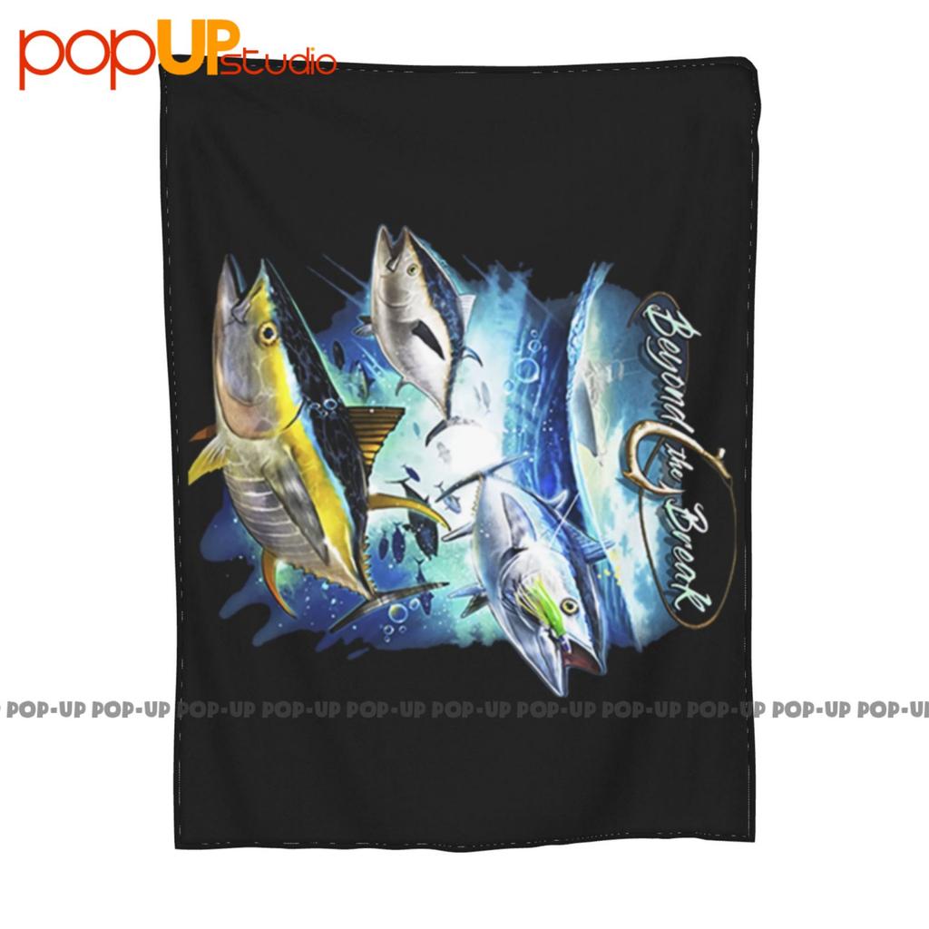 Tuna Fish Boat Boating Angler Rod Reel Off Shore Fishing Ultra-Soft Blanket Quilt Winter Sofa Cover Bed Covers