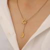 Sun And Moon Necklace for Women Plated Y Necklace Stainless Steel Hypoallergenic