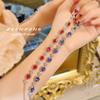 Elegant Imitation Pigeon Blood Ruby Bracelet Red Corundum Gemstone Blue Spinel Vintage European Jewelry