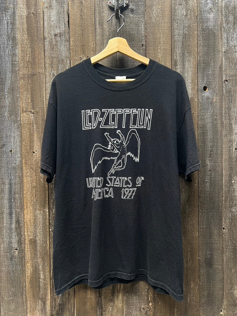 

2026 Summer Womens Vintage Led Zeppelin Tshirt Pure Cotton and Breathable Short Sleeve Streetwear Oversized Loose Casual S