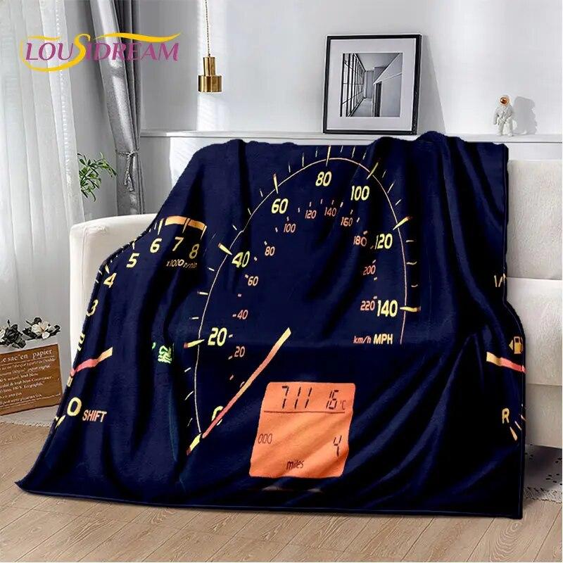 3D-Rennwagen-Armaturenbrett, weiche Plüsch-Steppdecke, Flanelldecke, Überwurfdecke für Wohnzimmer, Schlafzimmer, Bett, Sofa, Picknick-Abdeckung