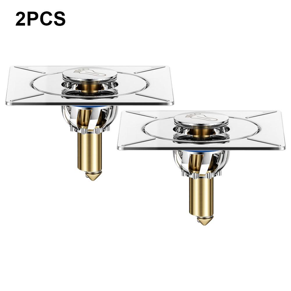 2Pcs Anti-clogging Bounce Press-Type Floor Drain Stainless Steel Drain Plug  Bathroom Drain