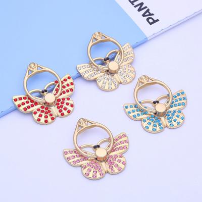 Finger Ring Holder Degree Rotation Back Universal 360 Sticker Rhinestone Butterfly Mobile Phone