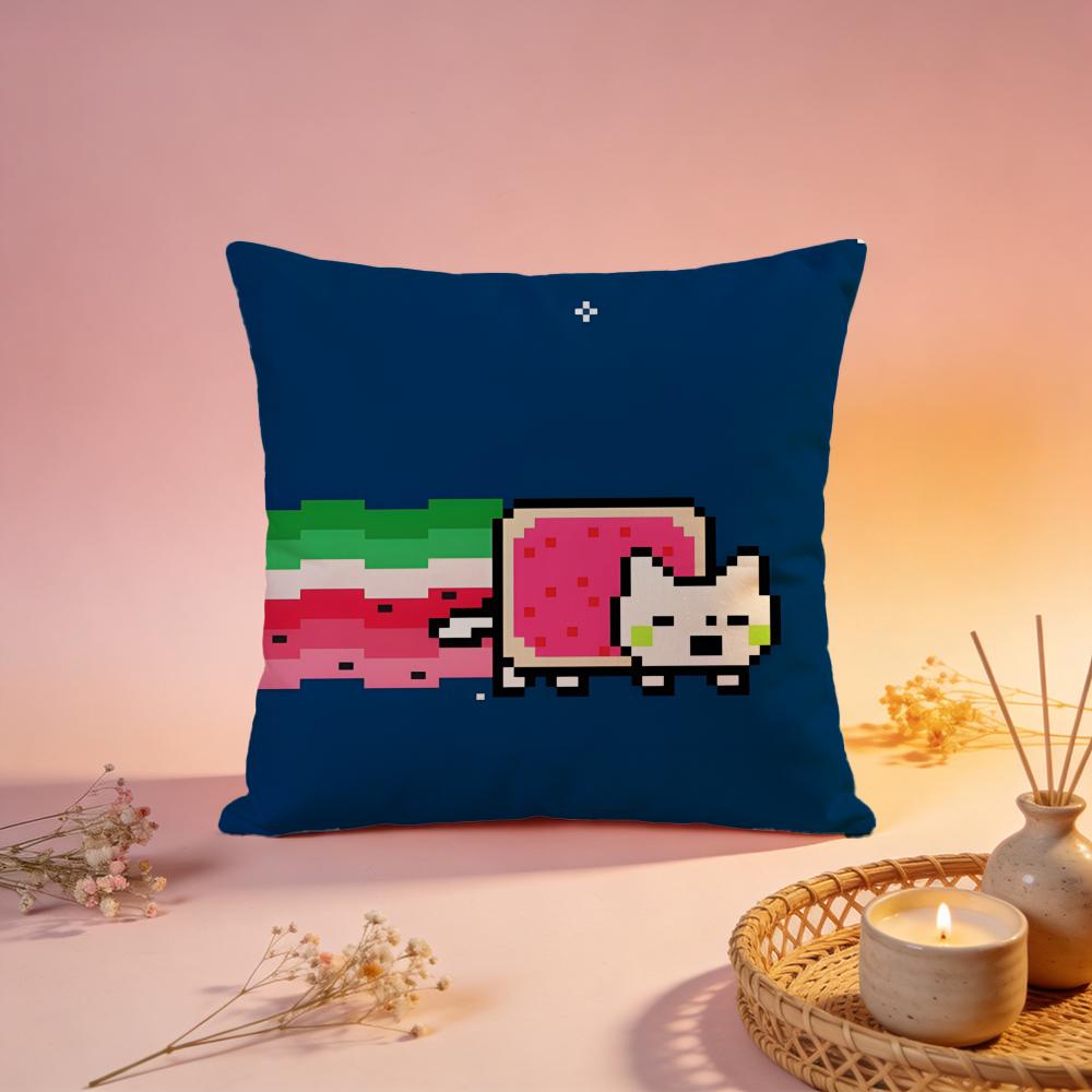 Hot Nnyan Catful Cushion Cover Comfortable Durable Pillow Cover MultiScene for Home Office Car Sofa