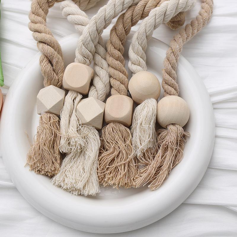 Magnetic Window Curtain Tiebacks,Wooden Tassel Curtain Buckle,Suitable for Bedroom Living Room Kitchen Curtain Hook