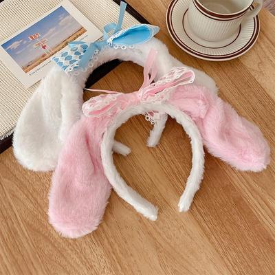 Nuovo Stile Cartone Animato Cane & Orecchie di Coniglio Cerchietto Imbottito con Fiocco – Carino Accessorio per Capelli da Ragazza