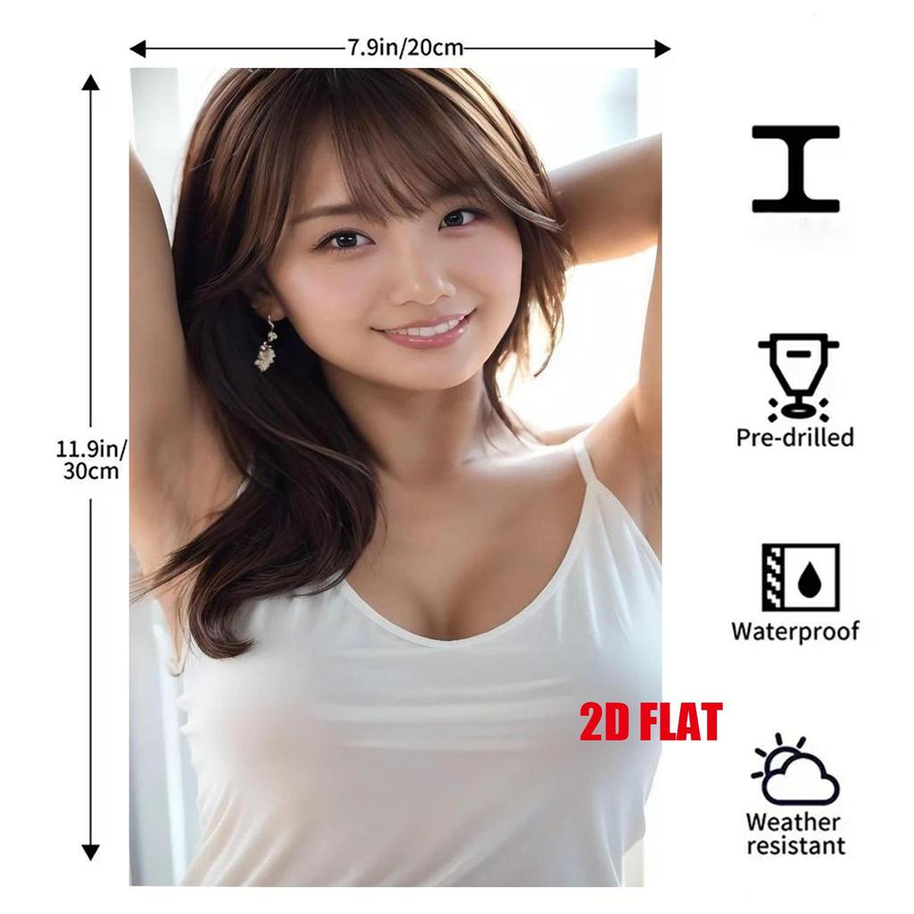 Elegant Asian Young Lady Portrait Vintage Metal Sign Oriental Beauty Retro Wall Plaque Bedroom Bar Man Cave Wall Decor