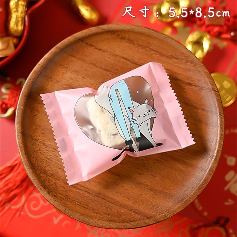 100Pcs 5.5x8.5cm Small Nougat Candy Chinese New Year Snowflake Crispy Packaging Machine Sealing Bags