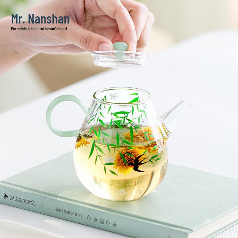 Nanshan Mr. Yan Gui Chun Decal Glass Teapot
