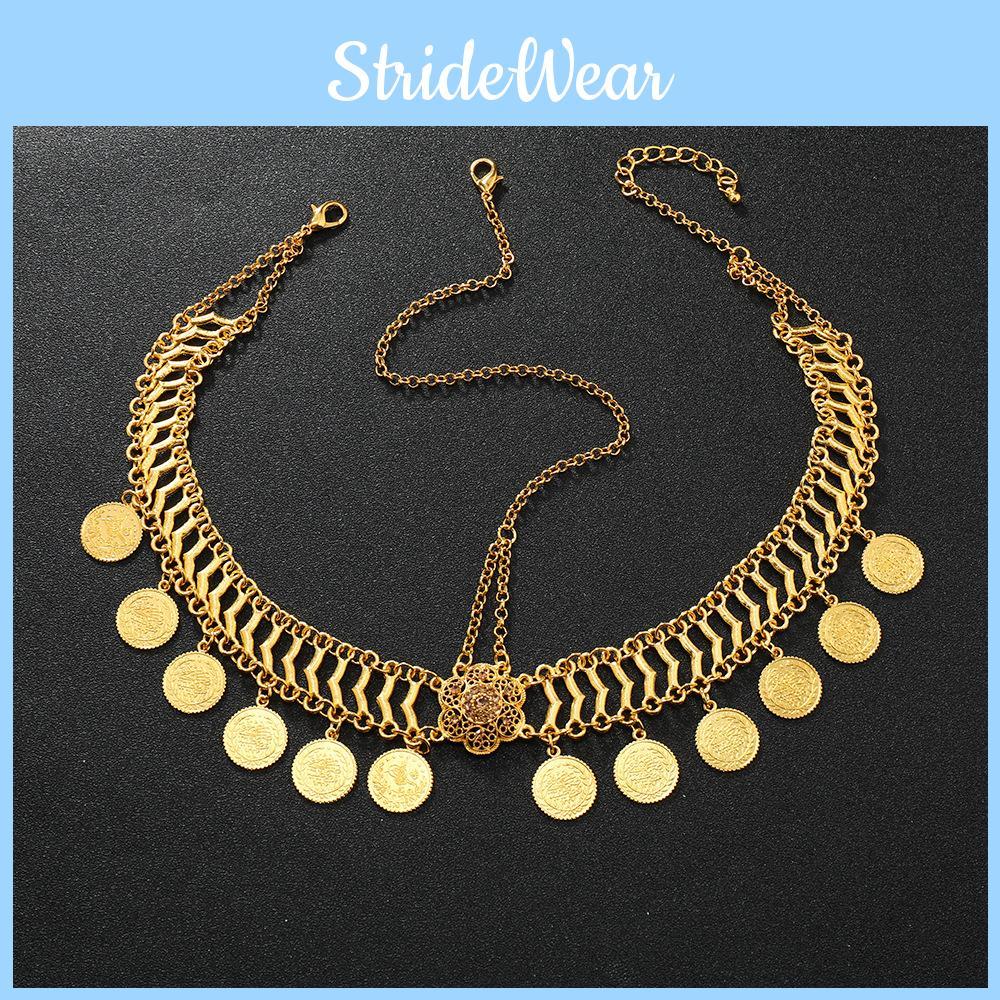 Decor Gemstone Simulation Flower And Circular Tassel Design Headwear Gold