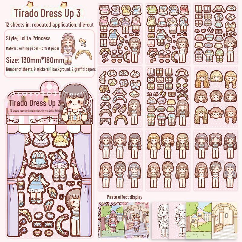 Tiraduo Cute Little Girl Hand Journal Stickers - Daily Wear and Sauce Dressing Themes