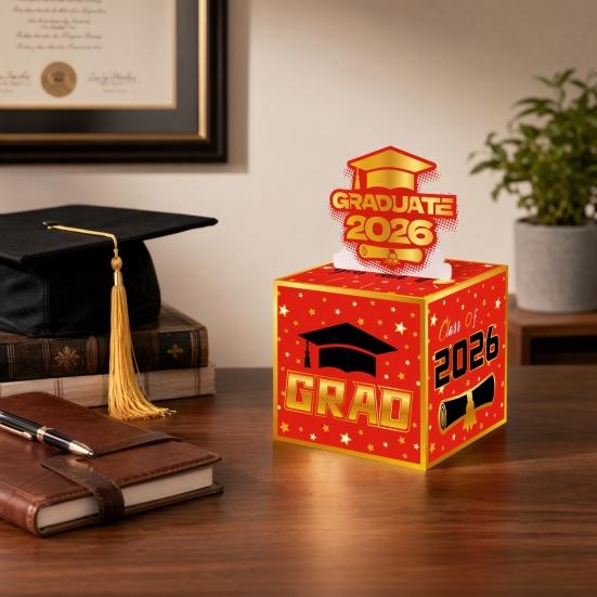 2026 Graduation Money Box for Cash Gift Pull, Class of 2026 Graduation Party Money Holder Box, Funny Congrats Grad Gifts for High School College