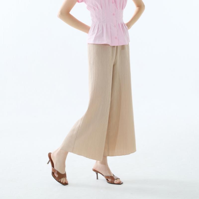 Baiyu Women S Crinkle Wide pantS Set Gcww