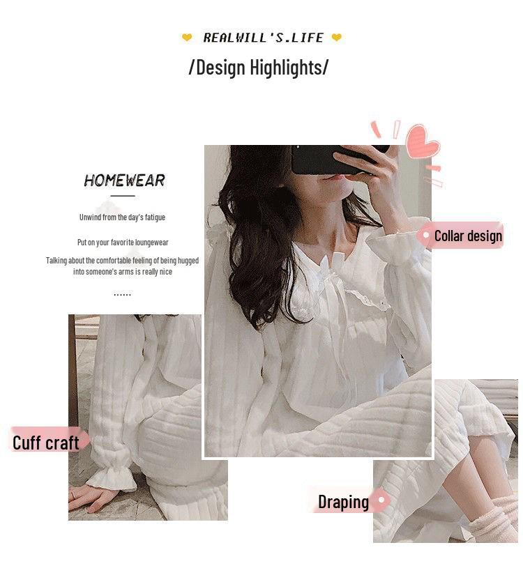 Sweet Flannel Princess Pajamas: Mid-Length Korean-Style Loose Coral Fleece Sleep Dress