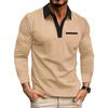 Vår Høst Herreklær Langermet Revers Golf Poloskjorte Menn Business Casual Falsk Lomme Poloskjorte Topper