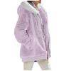 Winter Women Fashion Loose Plush Hooded Coat Long Sleeve Zipper Pocket Solid