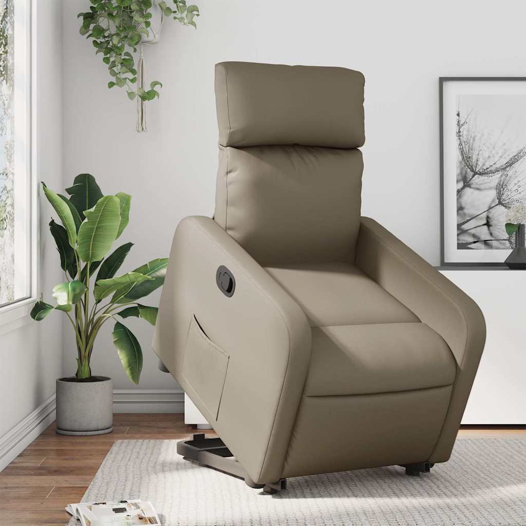 Recliner with Rising Function Cappuccino Brown Artificial Leather