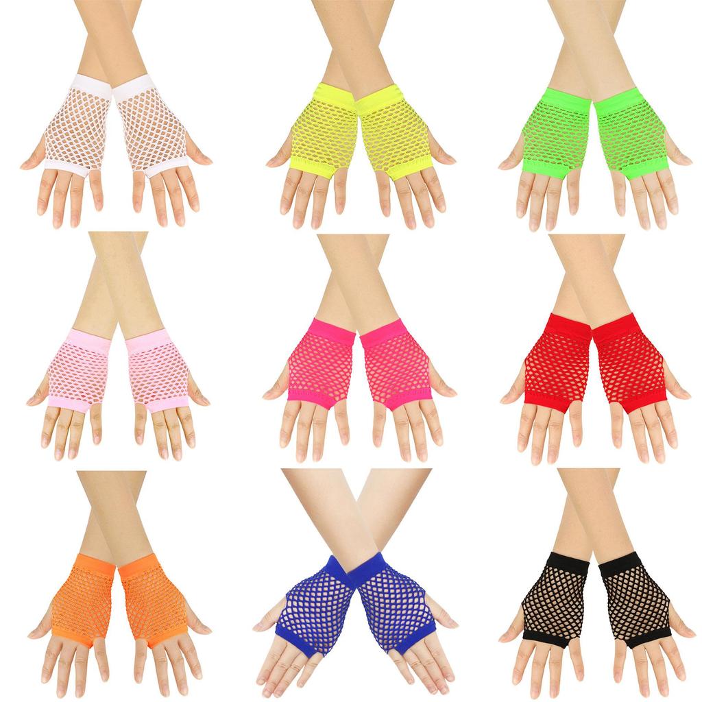Chunky Fishnet Arm Sleeves: Stylish Half-Finger Sun Protection Gloves for Nightclub Parties, Available In Long & Short Styles