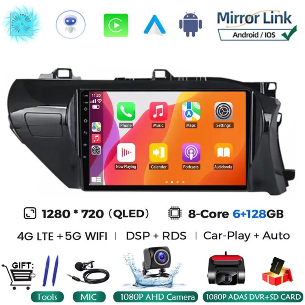 Android 14 Auto Carplay Für Toyota HILUX REVO VIGO IMV 2016 2017 2018 2019 2020 Autoradio Multimedia GPS Player Stereo KEIN DVD