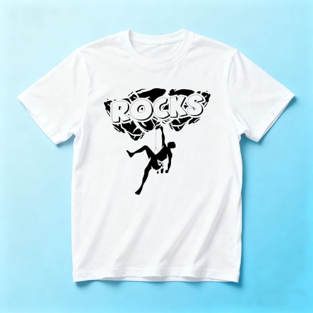 Retro Rocks Climbing Print Tshirt For Unisex Bold Climber Silhouette Casual Cotton Tee Rock Climbing Bouldering Humor Short Sleeve