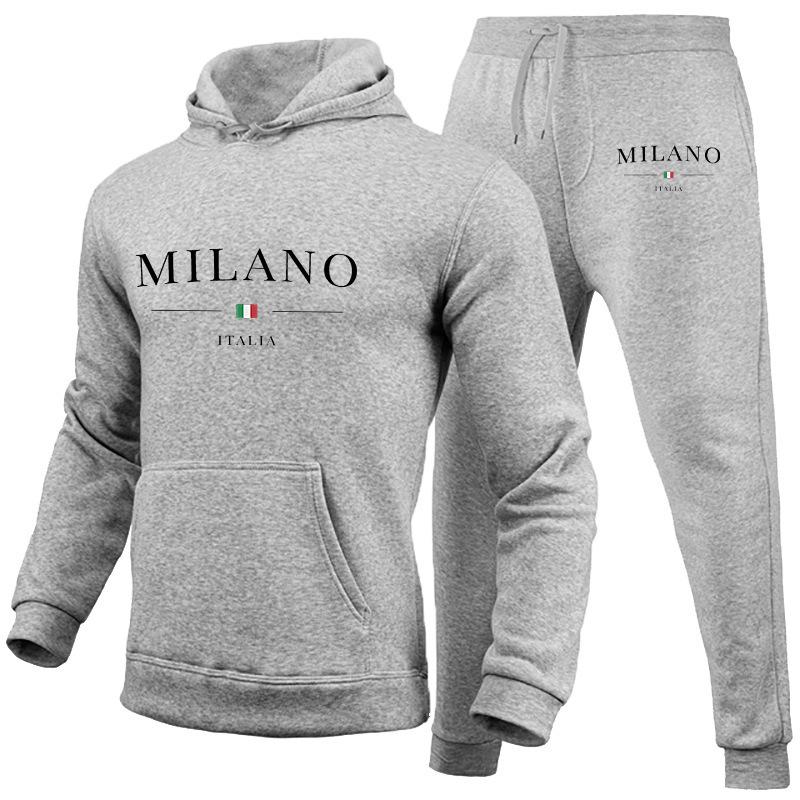 Men's Hoodie Set Milan Printed Sweatshirt Sweatpants Men's Hooded Top + Jogging Pants