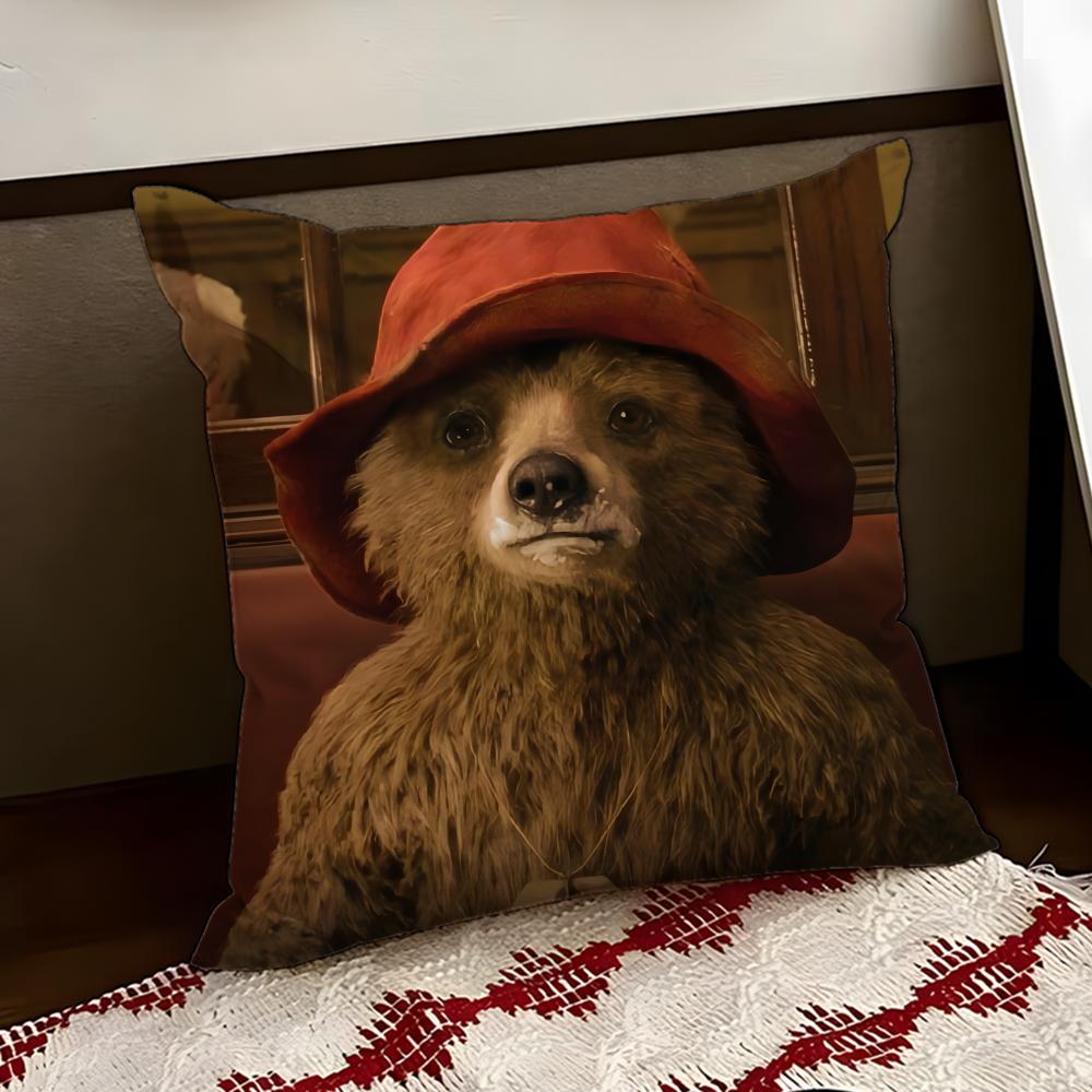 cartoon PPaddington BBear Cushion Cover Reversible Soft Durable Pillow Cover Home Car MultiScene Use for Daily Comfort