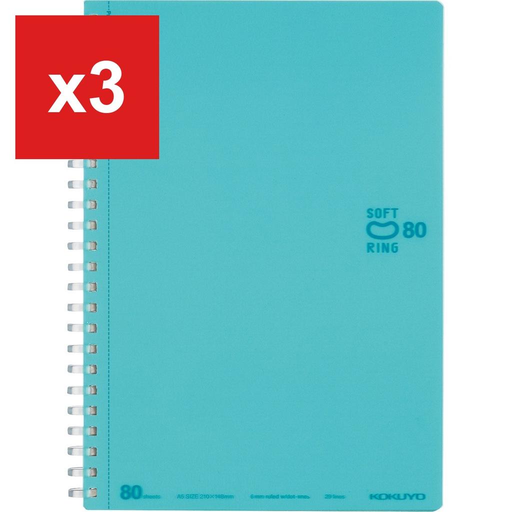 Notebook Soft Ring 80-Sheet A5 Dot-Grid Ruled -SV338BT-LB