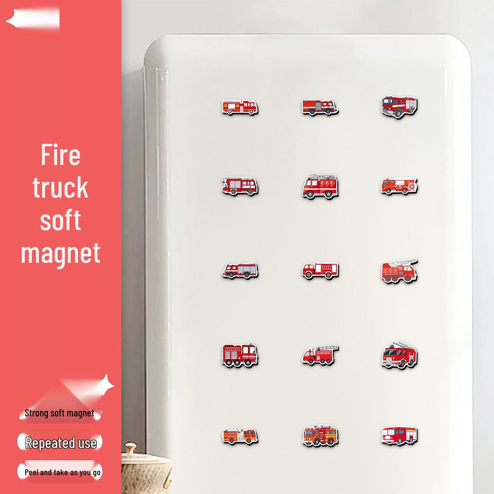 Reusable Fire Truck Cartoon Magnet: Creative Toy Car Decoration