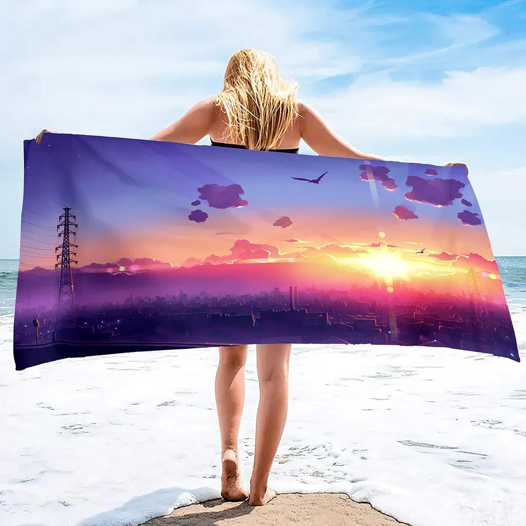 Beach Towel Oversized Travel Beach Towels Blanket Sand Free Quick Dry Absorbent Pool Towels Hawaiian Beach Bath Towel Pink Sky