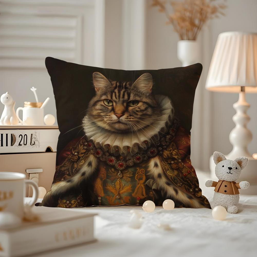 

Ренессанс Королевский Кот Забавная Наволочка Антипылевой Клещ Наволочка Невидимая молния шелковистый короткий плюш Чехол на подушку для дивана 30X30cm