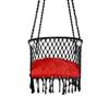 Premium C-Swing Cotton Chair for Adults, Kids Hammock-Hanging Chair Swing with Red Color Cushion and Accessories (Black-Red)
