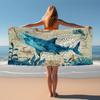 1pc Shark Pattern Beach Towel, Quick Drying Soft Absorbent Beach Towel, Microfiber Beach Blanket, For Outdoor Swimming Camping