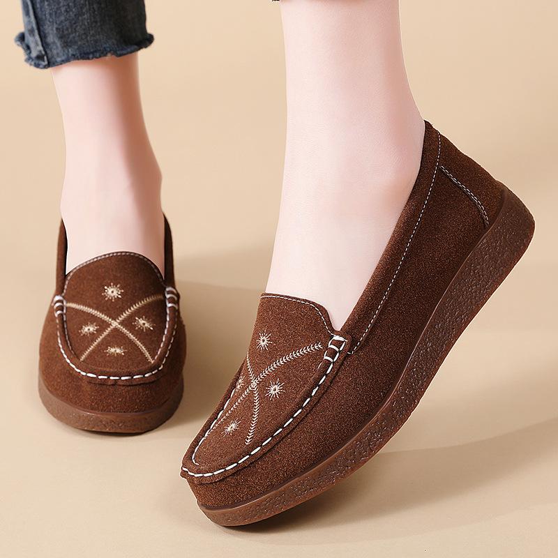 Summer Round Toe Soft Bottom Carved Retro British Style Flat Shoes Women's Casual Loafers