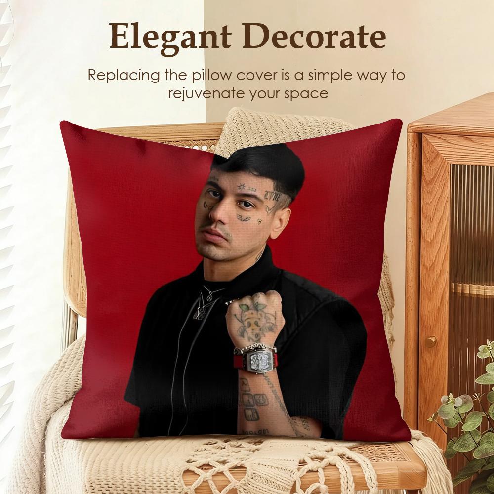 Male Singer Duki Cushion Cover Natural Linen Organic Fabric DoubleSided Printing Sofa Home Decor Gift Pillow Case